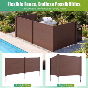 Set of 2 48 x 38 Inch Air Conditioner Fence 2 Panels with Metal Ground Stakes-Brown