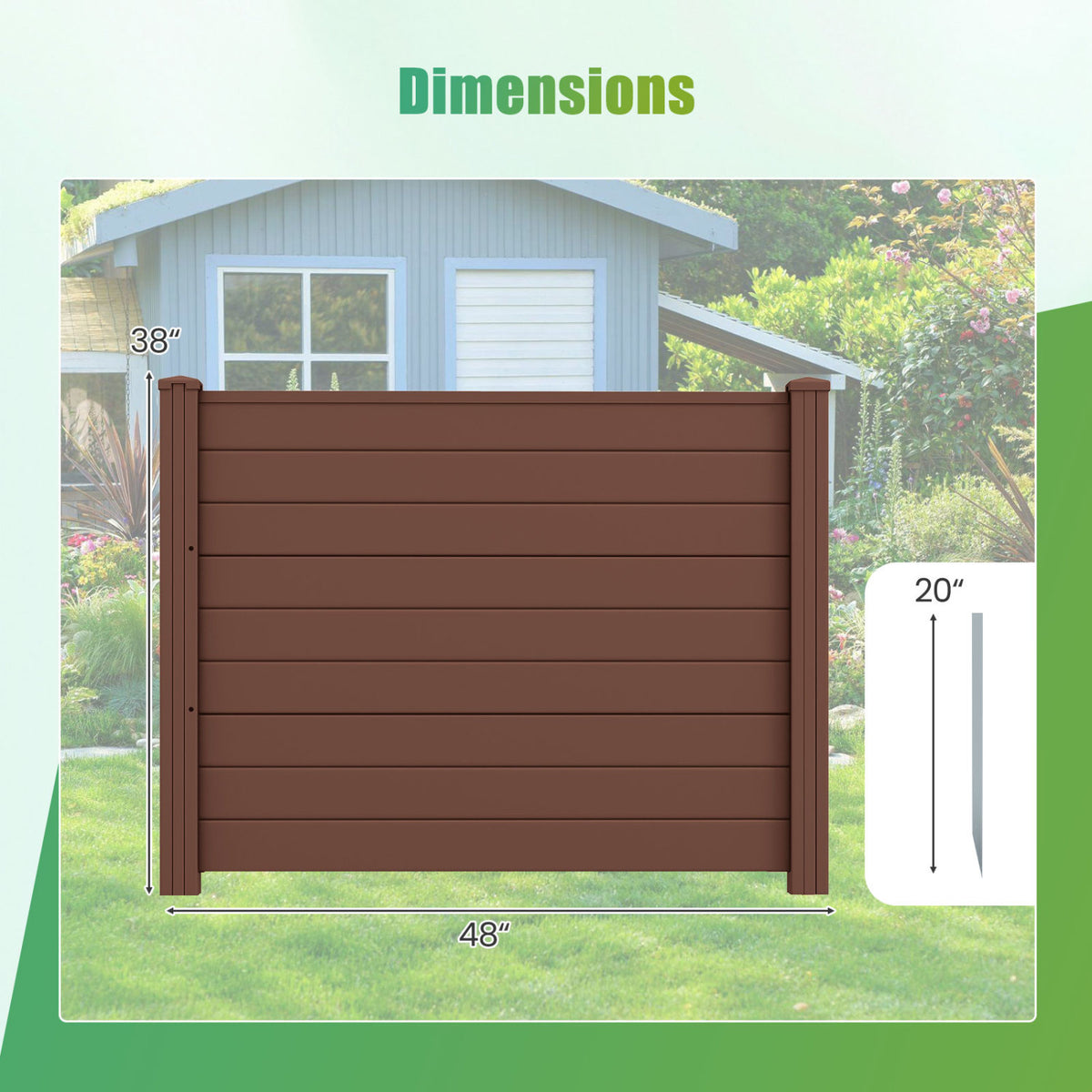 Set of 2 48 x 38 Inch Air Conditioner Fence 2 Panels with Metal Ground Stakes-Brown
