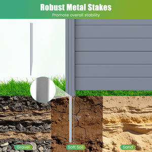 Set of 2 48 x 38 Inch Air Conditioner Fence 2 Panels with Metal Ground Stakes-Gray
