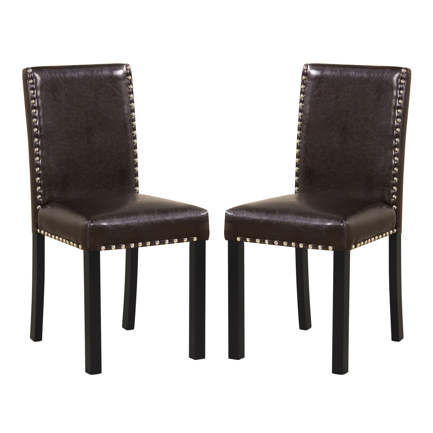 Set of 2/4 Dining Chairs Faux Leather Upholstered Parsons Kitchen Chairs-Set of 2