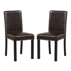 Set of 2/4 Dining Chairs Faux Leather Upholstered Parsons Kitchen Chairs-Set of 2