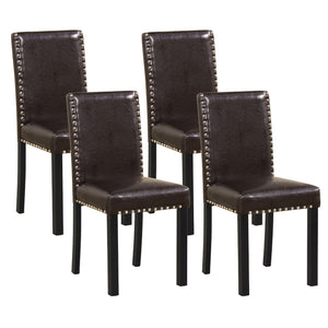 Set of 2/4 Dining Chairs Faux Leather Upholstered Parsons Kitchen Chairs-Set of 4