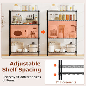 Set of 2 4-Tier Metal Storage Shelving Unit with V-Shaped Wire Rack and 1000 LBS Capacity-Black
