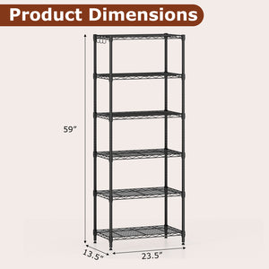 Set of 2 6-Tier Metal Storage Shelving Unit with V-Shaped Wire Rack and 900 LBS Capacity-Black
