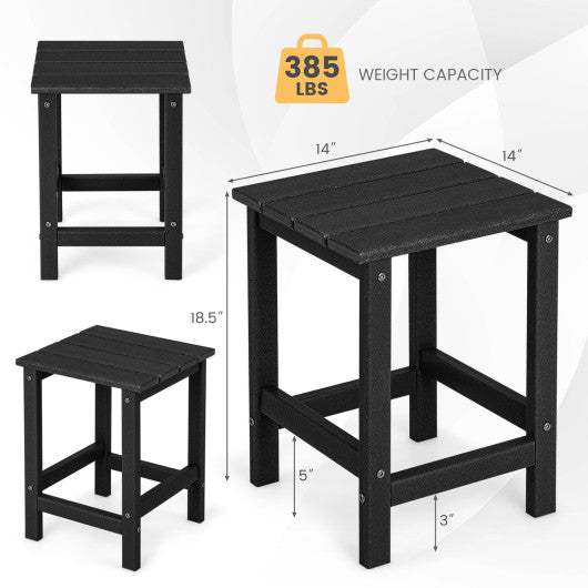 Set of 2 14 Inch Square Weather-Resistant Adirondack Side Table-Black