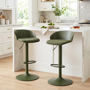 Set of 2 Adjustable Swivel Bar Stools w/ Back & Footrest 330 LBS for Dining-Green