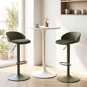 Set of 2 Adjustable Swivel Bar Stools w/ Back & Footrest 330 LBS for Dining-Green