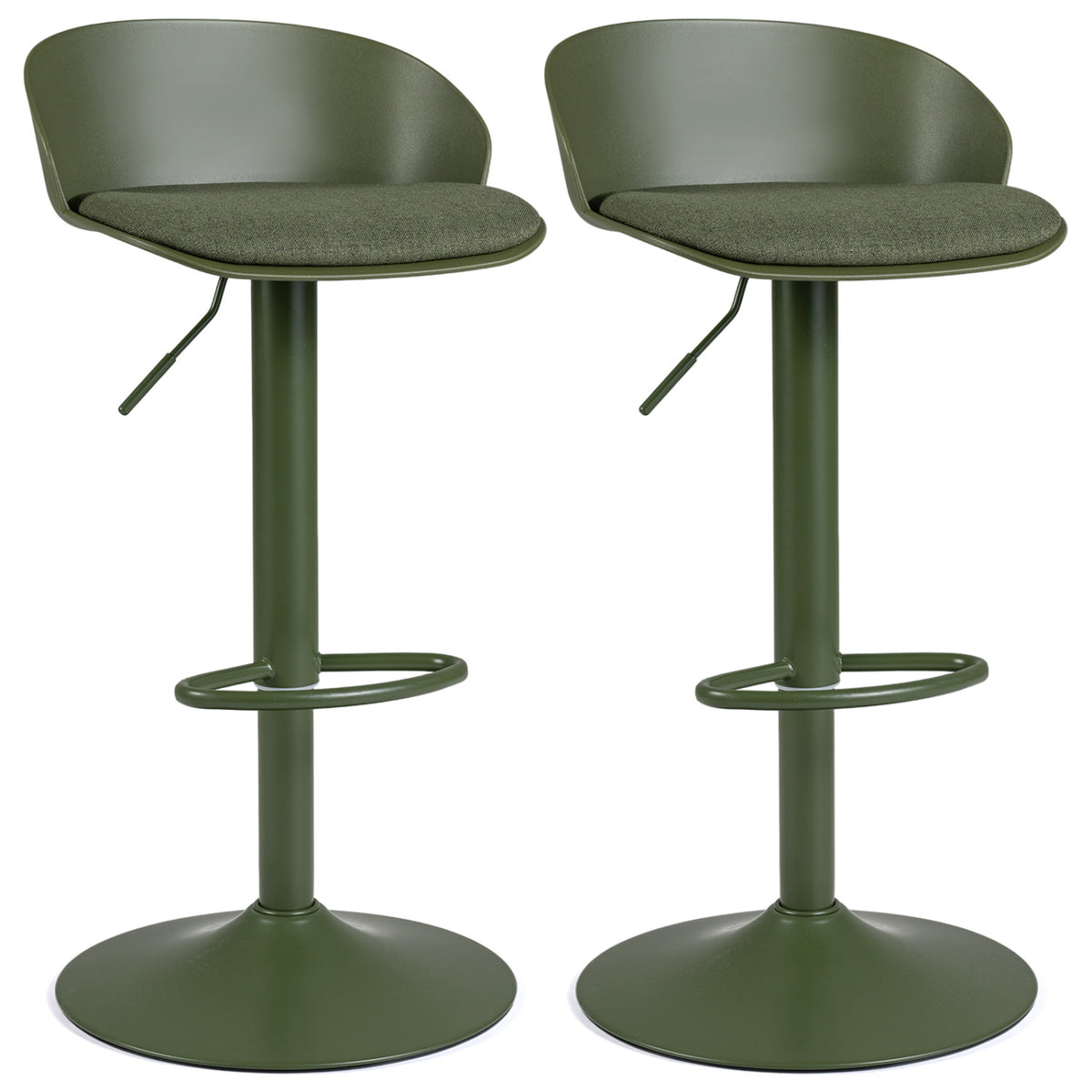 Set of 2 Adjustable Swivel Bar Stools w/ Back & Footrest 330 LBS for Dining-Green