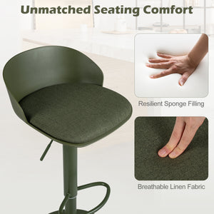 Set of 2 Adjustable Swivel Bar Stools w/ Back & Footrest 330 LBS for Dining-Green