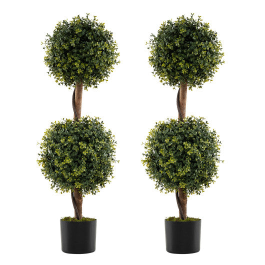 Set of 2 Artificial Double Topiary Ball Trees