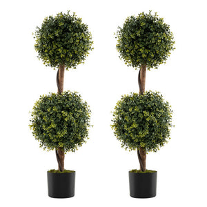 Set of 2 Artificial Double Topiary Ball Trees