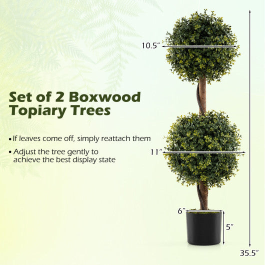Set of 2 Artificial Double Topiary Ball Trees