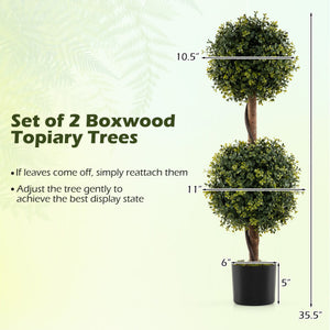 Set of 2 Artificial Double Topiary Ball Trees