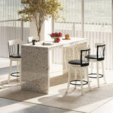 Set of 2 Bar Stools Swivel Bar Chairs with Footrest Rubber Wood Frame and Tufted Rivets-26 inches