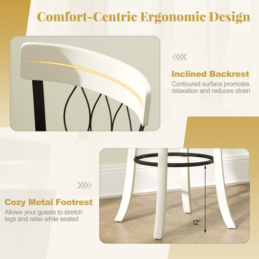 Set of 2 Bar Stools Swivel Bar Chairs with Footrest Rubber Wood Frame and Tufted Rivets-26 inches