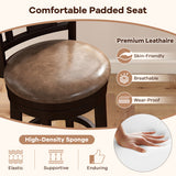 Set of 2 Bar Stools Swivel Bar Chairs with Footrest and Lattice Backrest-26 inches