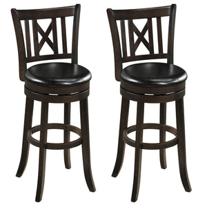 Set of 2 Bar Stools Swivel Bar Chairs with Hollowed Backrest and Footrest-30 inches