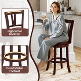 Set of 2 Counter Height Swivel Barstools with High Backs and Footrests-26 inches