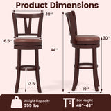 Set of 2 Counter Height Swivel Barstools with High Backs and Footrests-30 inches