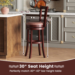 Set of 2 Counter Height Swivel Barstools with High Backs and Footrests-30 inches