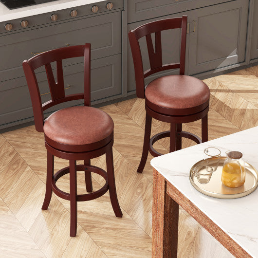 Set of 2 Counter Height Swivel Barstools with High Backs and Footrests-30 inches