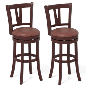 Set of 2 Counter Height Swivel Barstools with High Backs and Footrests-30 inches