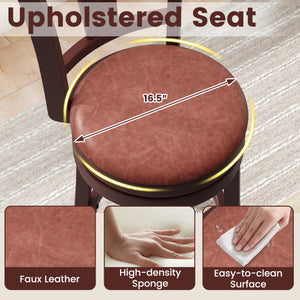 Set of 2 Counter Height Swivel Barstools with High Backs and Footrests-30 inches