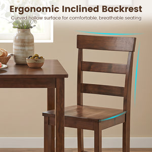Set of 2 Counter Height Bar Stools with Rubber Wood Frame for Home Dining Room-Brown