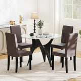 Set of 2 Dining Chair Mid-Century Modern Fabric Upholstered Parson Chairs-Brown
