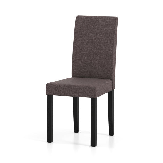 Set of 2 Dining Chair Mid-Century Modern Fabric Upholstered Parson Chairs-Brown