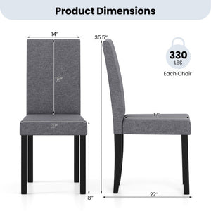 Set of 2 Dining Chair Mid-Century Modern Fabric Upholstered Parson Chairs-Dark Gray