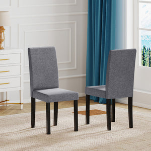 Set of 2 Dining Chair Mid-Century Modern Fabric Upholstered Parson Chairs-Dark Gray