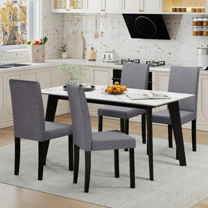 Set of 2 Dining Chair Mid-Century Modern Fabric Upholstered Parson Chairs-Dark Gray