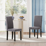 Set of 2 Dining Chair Mid-Century Modern Fabric Upholstered Parson Chairs-Dark Gray