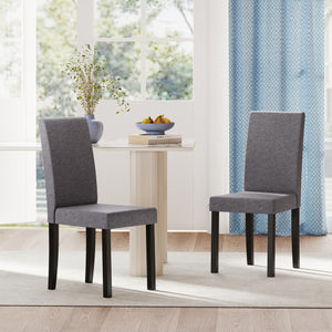 Set of 2 Dining Chair Mid-Century Modern Fabric Upholstered Parson Chairs-Dark Gray