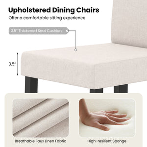 Set of 2 Dining Chair Mid-Century Modern Fabric Upholstered Parson Chairs-Beige