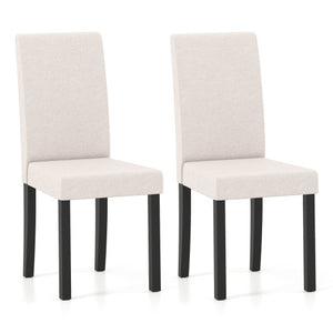 Set of 2 Dining Chair Mid-Century Modern Fabric Upholstered Parson Chairs-Beige