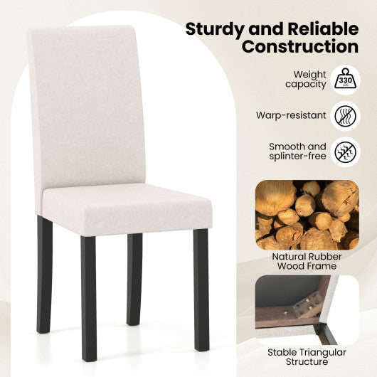 Set of 2 Dining Chair Mid-Century Modern Fabric Upholstered Parson Chairs-Brown
