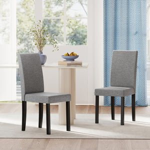 Set of 2 Dining Chair Mid-Century Modern Fabric Upholstered Parson Chairs-Light Gray