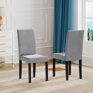 Set of 2 Dining Chair Mid-Century Modern Fabric Upholstered Parson Chairs-Light Gray