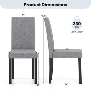 Set of 2 Dining Chair Mid-Century Modern Fabric Upholstered Parson Chairs-Light Gray
