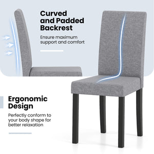 Set of 2 Dining Chair Mid-Century Modern Fabric Upholstered Parson Chairs-Light Gray