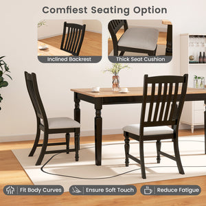 Set of 2 Dining Chairs Kitchen Side Chair with Solid Wood Legs-Black