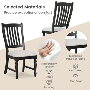 Set of 2 Dining Chairs Kitchen Side Chair with Solid Wood Legs-Black