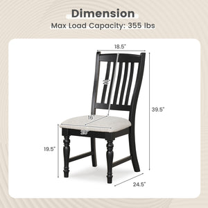 Set of 2 Dining Chairs Kitchen Side Chair with Solid Wood Legs-Black