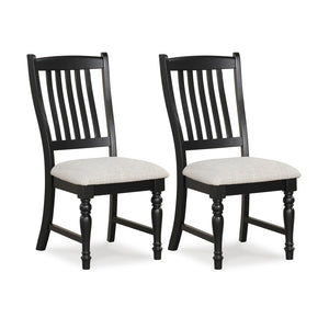 Set of 2 Dining Chairs Kitchen Side Chair with Solid Wood Legs-Black