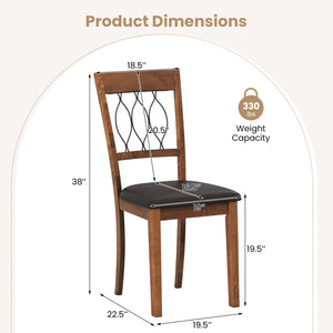 Set of 2 Dining Chair Fabric/Faux Leather Upholstered with Padded Seat-Walnut