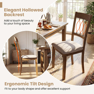 Set of 2 Dining Chair Fabric/Faux Leather Upholstered with Padded Seat-Rustic Brown