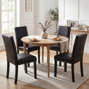 Set of 2 Dining Chairs with Solid Rubber and Wood Legs