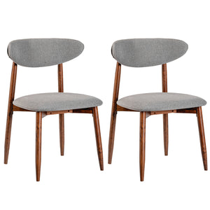 Set of 2 Fabric Upholstered Dining Chairs with Curved Backs-Gray